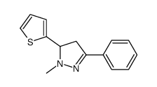 2-methyl-5-phenyl-3-thiophen-2-yl-3,4-dihydropyrazole结构式