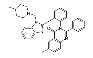 6-iodo-3-[2-[1-[(4-methylpiperidin-1-yl)methyl]benzimidazol-2-yl]phenyl]-2-phenylquinazolin-4-one结构式