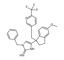 1-Benzyl-4-(5-methoxy-1-{[6-(trifluoromethyl)-3-pyridinyl]methyl} -2,3-dihydro-1H-inden-1-yl)-1H-imidazol-2-amine Structure