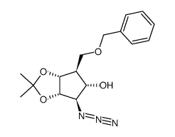 (+/-)-(1α,2β,3α,4α,5β)-2-azido-3,4-(dimethylmethylenedioxy)-5-<(phenylmethoxy)methyl>-1-cyclopentanol结构式