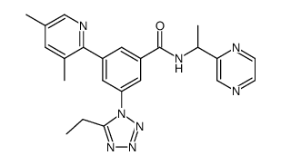 3-(3,5-dimethylpyridin-2-yl)-5-(5-ethyltetrazol-1-yl)-N-(1-pyrazin-2-yl-ethyl)benzamide结构式