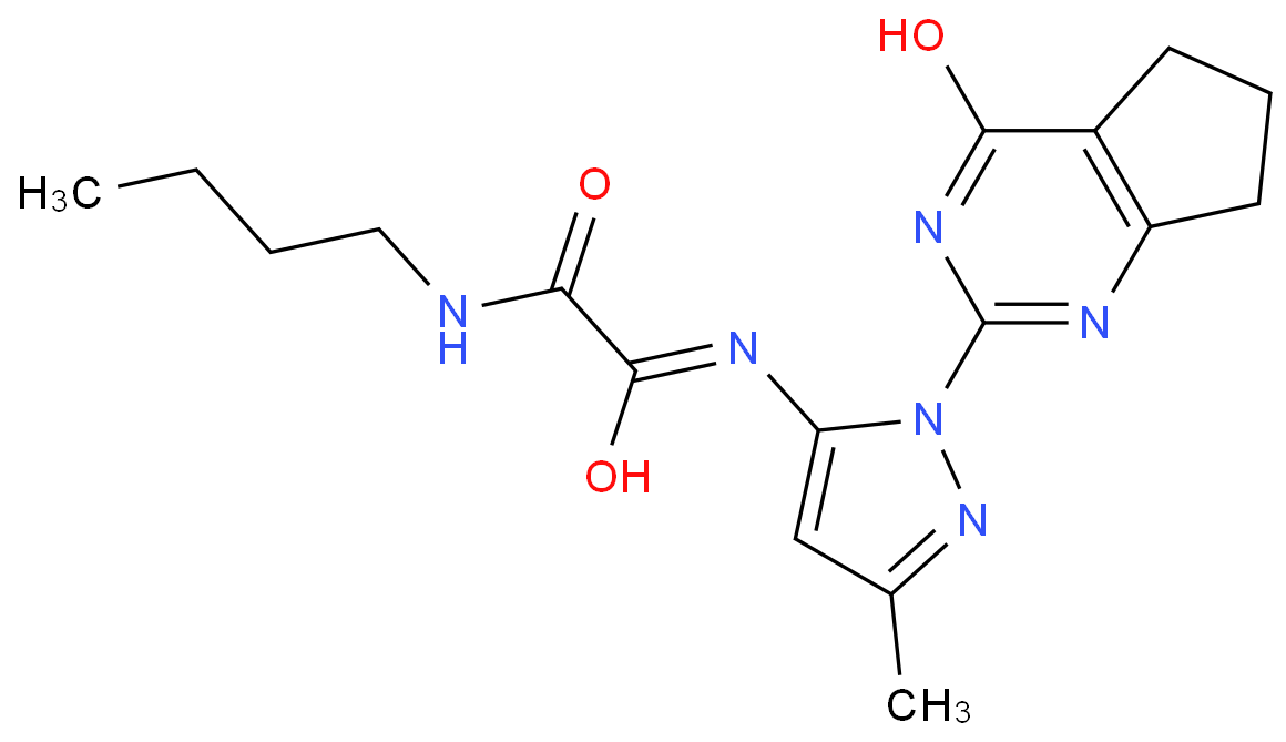 N-butyl-N'-[5-methyl-2-(4-oxo-3,5,6,7-tetrahydrocyclopenta[d]pyrimidin-2-yl)-3-pyrazolyl]oxamide Structure