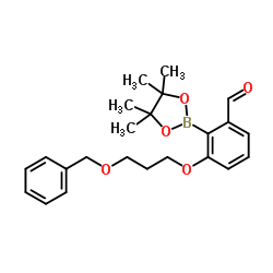 3-[3-(Benzyloxy)propoxy]-2-(4,4,5,5-tetramethyl-1,3,2-dioxaborolan-2-yl)benzaldehyde Structure