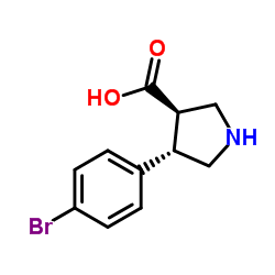 (3R,4S)-4-(4-Bromophenyl)-3-pyrrolidinecarboxylic acid结构式