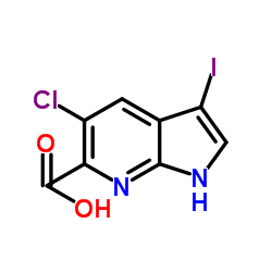 5-Chloro-3-iodo-1H-pyrrolo[2,3-b]pyridine-6-carboxylic acid结构式