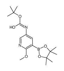 Boc-5-Amino-2-methoxypyridine-3-boronic acid pinacol ester结构式