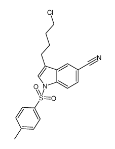 3-(4-chlorobutyl)-1-tosyl-1H-indole-5-carbonitrile结构式
