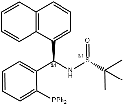 [S(R)]-N-[(R)-[2-(二苯基膦基)苯基]-1-萘甲基]-2-甲基-2-丙烷亚磺酰胺结构式