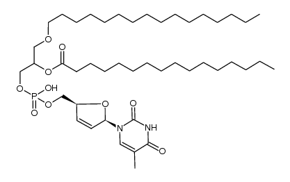 5'-(rac-1-hexadecyl-2-palmitoyl-sn-glycero-3-phosphoryl)-2',3'-didehydro-3'-deoxythymidine Structure