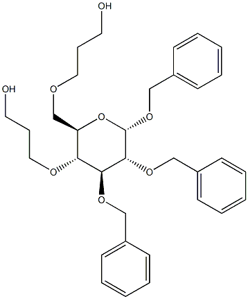 Phenylmethyl 4,6-bis-O-(3-hydroxypropyl)-2,3-bis-O-(phenylmethyl)-alpha-D-glucopyranoside Structure