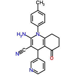 2-amino-1-(4-methylphenyl)-5-oxo-4-pyridin-3-yl-1,4,5,6,7,8-hexahydroquinoline-3-carbonitrile Structure