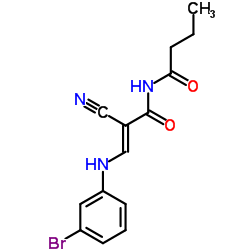 N-{(2E)-3-[(3-Bromophenyl)amino]-2-cyano-2-propenoyl}butanamide Structure