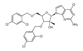 2-amino-4-chloro-7-[3,5-bis-O-(2,4-dichlorophenylmethyl)-2-C-methyl-β-D-ribofuranosyl]-7H-pyrrolo[2,3-d]pyrimidine结构式