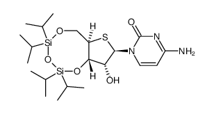 1-[3,5-O-(1,1,3,3-tetraisopropyldisiloxane-1,3-diyl)-4-thio-β-D-ribofuranosyl]cytosine结构式