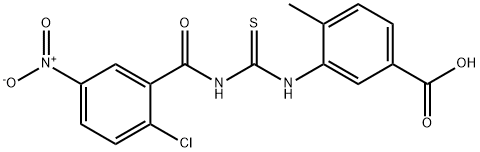 3-[[[(2-chloro-5-nitrobenzoyl)amino]thioxomethyl]amino]-4-methyl-benzoic acid结构式