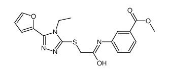 Benzoic acid, 3-[[[[4-ethyl-5-(2-furanyl)-4H-1,2,4-triazol-3-yl]thio]acetyl]amino]-, methyl ester (9CI) picture