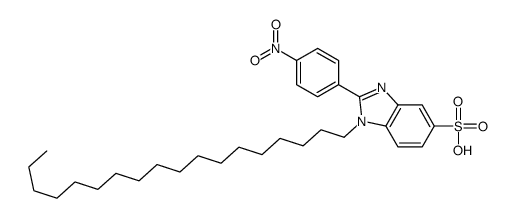 2-(4-nitrophenyl)-1-octadecyl-1H-benzimidazole-5-sulphonic acid structure