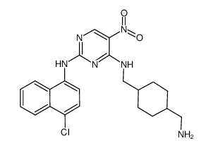 N4-{[4-(aminomethyl)cyclohexyl]methyl}-N2-(4-chloro-1-naphthyl)-5-nitropyrimidine-2,4-diamine结构式