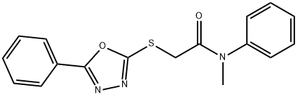 N-methyl-N-phenyl-2-[(5-phenyl-1,3,4-oxadiazol-2-yl)sulfanyl]acetamide structure