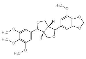 1,3-Benzodioxole, 4-methoxy-6-(tetrahydro-4-(3,4,5-trimethoxyphenyl)-1H,3H-furo(3,4-c)furan-1-yl)-, (1R-(1alpha,3abeta,4alpha,6abeta))- Structure