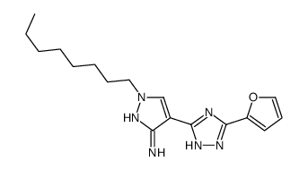 4-[5-(furan-2-yl)-1H-1,2,4-triazol-3-yl]-1-octylpyrazol-3-amine Structure