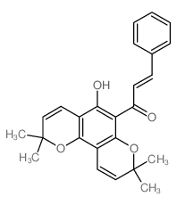 2-Propen-1-one,1-(5-hydroxy-2,2,8,8-tetramethyl- 2H,8H-benzo[1,2-b:3,4-b']dipyran-6- yl)-3-phenyl-,(2E)- structure