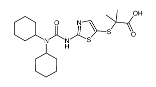 2-[2-(3,3-dicyclohexylureido)thiazol-5-ylsulfanyl]-2-methylpropionic acid结构式