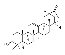 3β,22β-Dihydroxyolean-12-en-30-oic acid γ-lactone structure