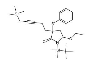 1-(tert-butyldimethylsilyl)-5-ethoxy-3-(phenylthio)-3-(5-(trimethylsilyl)pent-3-yn-1-yl)pyrrolidin-2-one结构式