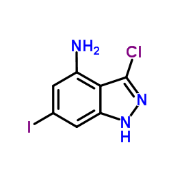 3-Chloro-6-iodo-1H-indazol-4-amine结构式
