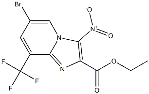 6-Bromo-3-nitro-8-trifluoromethyl-imidazo[1,2-a]pyridine-2-carboxylic acid ethyl ester结构式