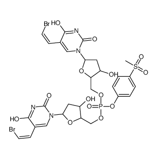 4-(methylsulfonyl)phenyl bis(5-(2-bromovinyl)-2'-deoxyuridin-5-yl)phosphate结构式