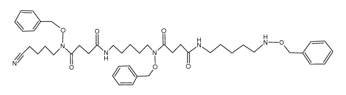 27-[N-(benzyloxy)amino]-6,17-bis(benzyloxy)-7,10,18,21-tetraoxo-6,11,17,22-tetraazaheptacosanenitrile结构式