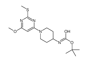 [1-(6-Methoxy-2-Methylsulfanyl-pyrimidin-4-yl)-piperidin-4-yl]-carbamic acid tert-butyl ester结构式