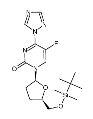 1-((2S,5R)-5-(((tert-butyldimethylsilyl)oxy)methyl)tetrahydrofuran-2-yl)-5-fluoro-4-(1H-1,2,4-triazol-1-yl)pyrimidin-2(1H)-one结构式