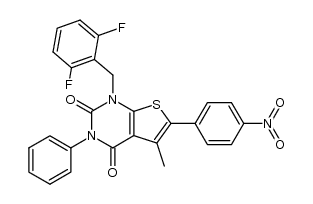 1-(2,6-difluorobenzyl)-5-methyl-6-(4-nitrophenyl)-3-phenylthieno[2,3-d]pyrimidine-2,4(1H,3H)-dione结构式