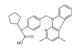 (2S)-Cyclopentyl{4-[(2,4-dimethyl-9H-pyrido[2,3-b]indol-9-yl)meth yl]phenyl}acetic acid结构式