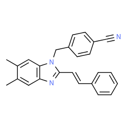 4-[(5,6-DIMETHYL-2-STYRYL-1H-1,3-BENZIMIDAZOL-1-YL)METHYL]BENZENECARBONITRILE结构式