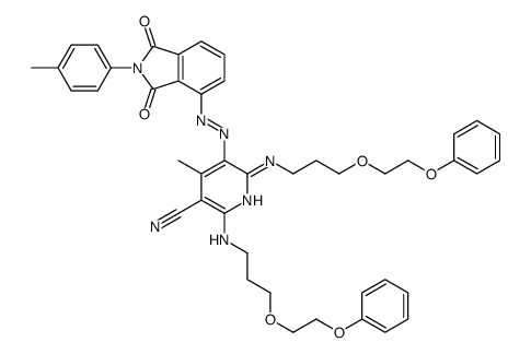 5-[[2,3-dihydro-1,3-dioxo-2-(p-tolyl)-1H-isoindol-4-yl]azo]-4-methyl-2,6-bis[[3-(2-phenoxyethoxy)propyl]amino]nicotinonitrile structure