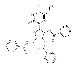 1,2,4-Triazin-3(2H)-one,4,5-dihydro-6-(methylthio)-5-thioxo-2-(2,3,5-tri-O-benzoyl-b-D-ribofuranosyl)- Structure