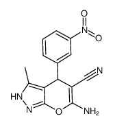 6-amino-3-methyl-4-(3-nitrophenyl)-2,4,dihydropyrano-[2,3-c]pyrazole-5-carbonitrile Structure