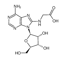 [6-amino-9-((2R,3R,4S,5R)-3,4-dihydroxy-5-hydroxymethyl-tetrahydrofuran-2-yl)-9H-purin-8-ylamino]-acetic acid结构式