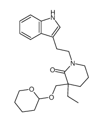 3-Ethyl-1-[2-(1H-indol-3-yl)-ethyl]-3-(tetrahydro-pyran-2-yloxymethyl)-piperidin-2-one Structure