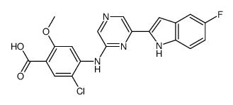 5-chloro-4-{[6-(5-fluoro-1H-indol-2-yl)pyrazin-2- yl]amino}-2-methoxybenzoic acid Structure