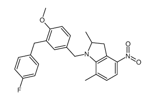 1-[3-(4-fluorobenzyl)-4-methoxybenzyl]-2,7-dimethyl-4-nitro -1H-indoline结构式