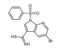 5-Bromo-1-(phenylsulfonyl)-1H-pyrrolo[2,3-b]pyridine-3-carbothioa mide结构式