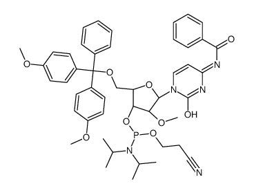 (2R,3R,4R,5R)-5-(4-BENZAMIDO-2-OXOPYRIMIDIN-1(2H)-YL)-2-((BIS(4-METHOXYPHENYL)(PHENYL)METHOXY)METHYL)-4-METHOXYTETRAHYDROFURAN-3-YL (2-CYANOETHYL) DIISOPROPYLPHOSPHORAMIDITE structure