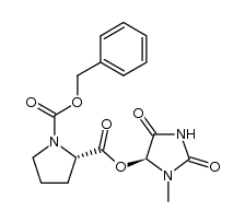 (S)-5-(N-benzyloxycarbonyl-L-prolyloxy)-1-methylimidazolidine-2,4-dione Structure