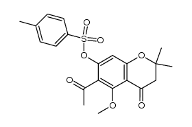6-acetyl-5-methoxy-2,2-dimethyl-4-oxochroman-7-yl 4-methylbenzenesulfonate结构式