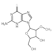 9H-Purine-6 (1H)-thione, 2-amino-9-(2-O-methyl-.beta.-D-ribofuranosyl)-结构式